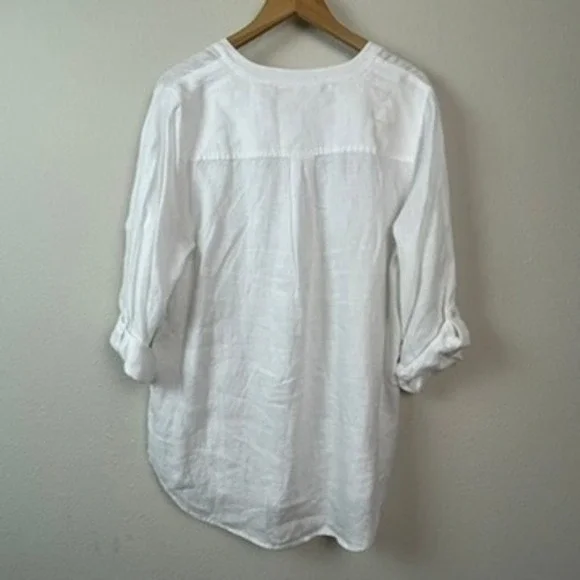 Charter Club Luxury Linen Tunic Women XL White New Coastal Beach Resort - Picture 6 of 8